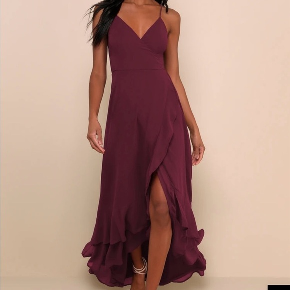 Lulus Dresses & Skirts - In Love Forever Plum Lace-Up High-Low Maxi Dress